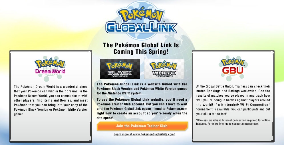 Pokémon Black & White - Pokémon Global Link - Dream World