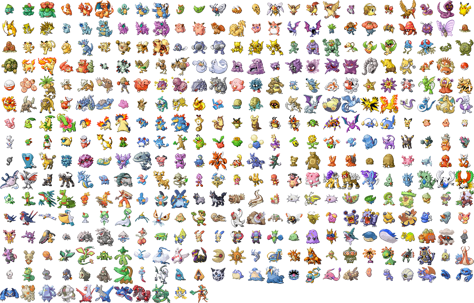 Graphics: - Sugimori Palettes: The DS-style 64x64 Pokémon Sprite Resource